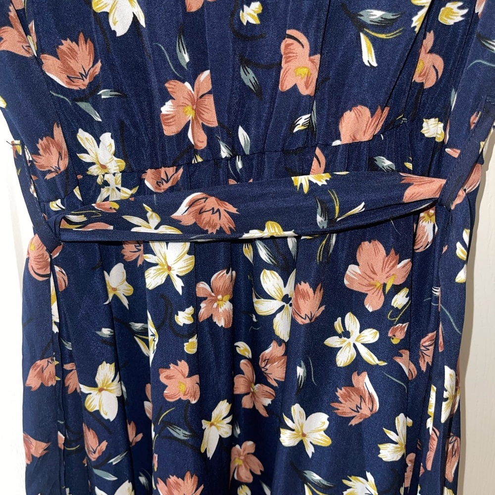 SHEIN Navy Floral Midi Dress - Picture 5 of 5